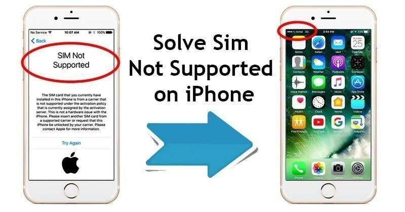 iPhone mostrando el mensaje SIM Not Supported o SIM no compatible