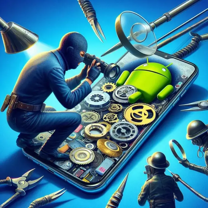 Ilustración relacionada con espionaje y seguridad en un celular Android