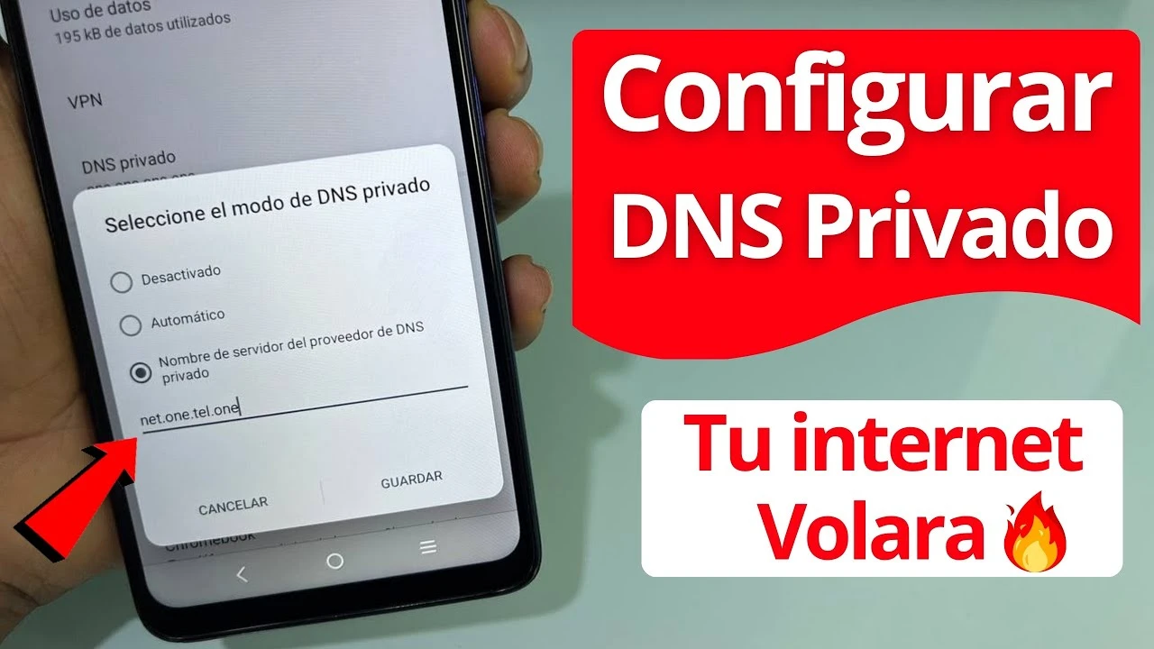 Menú de configuración DNS privado en Android