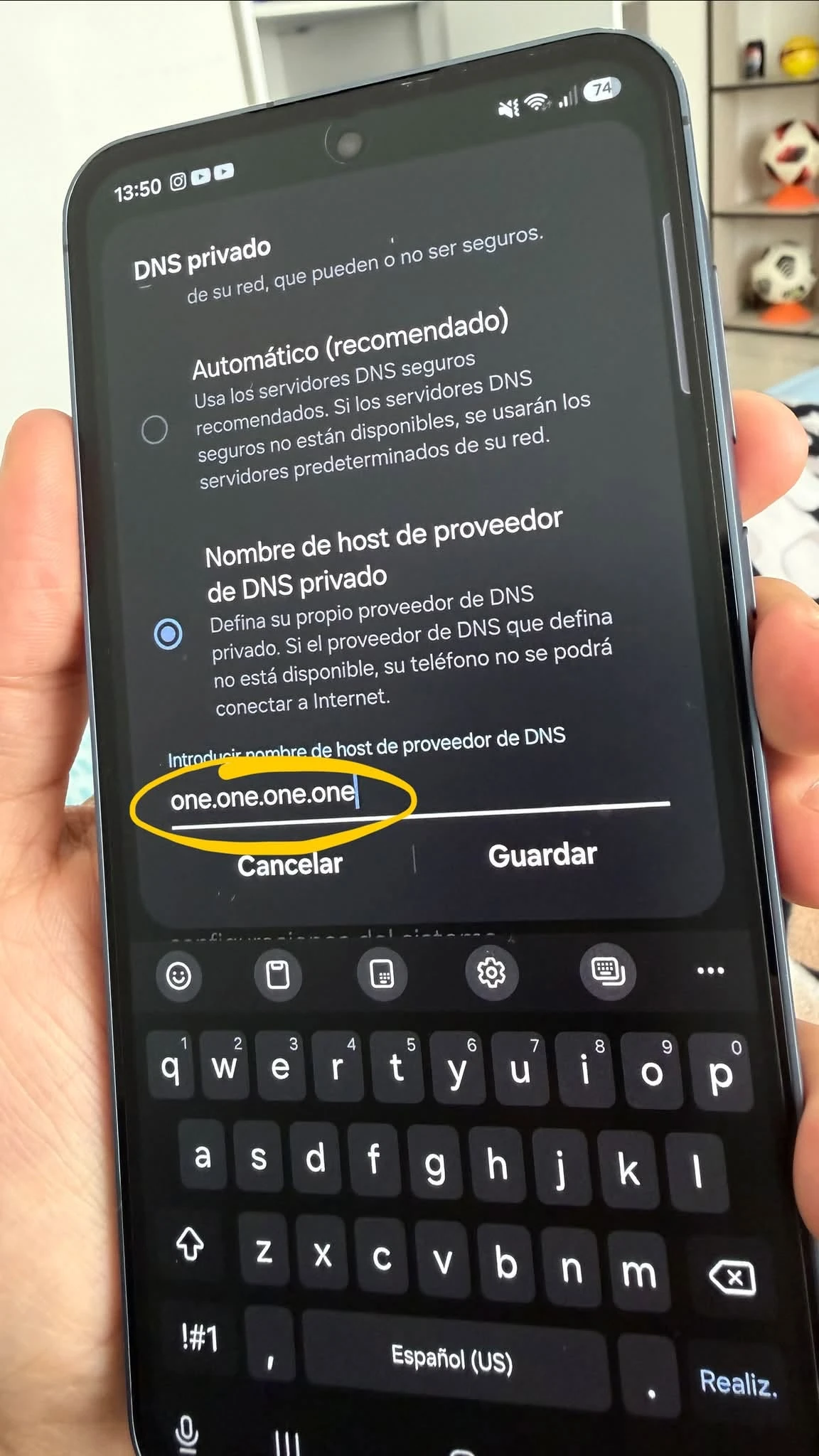 Configuración de DNS privado en Android con one.one.one.one