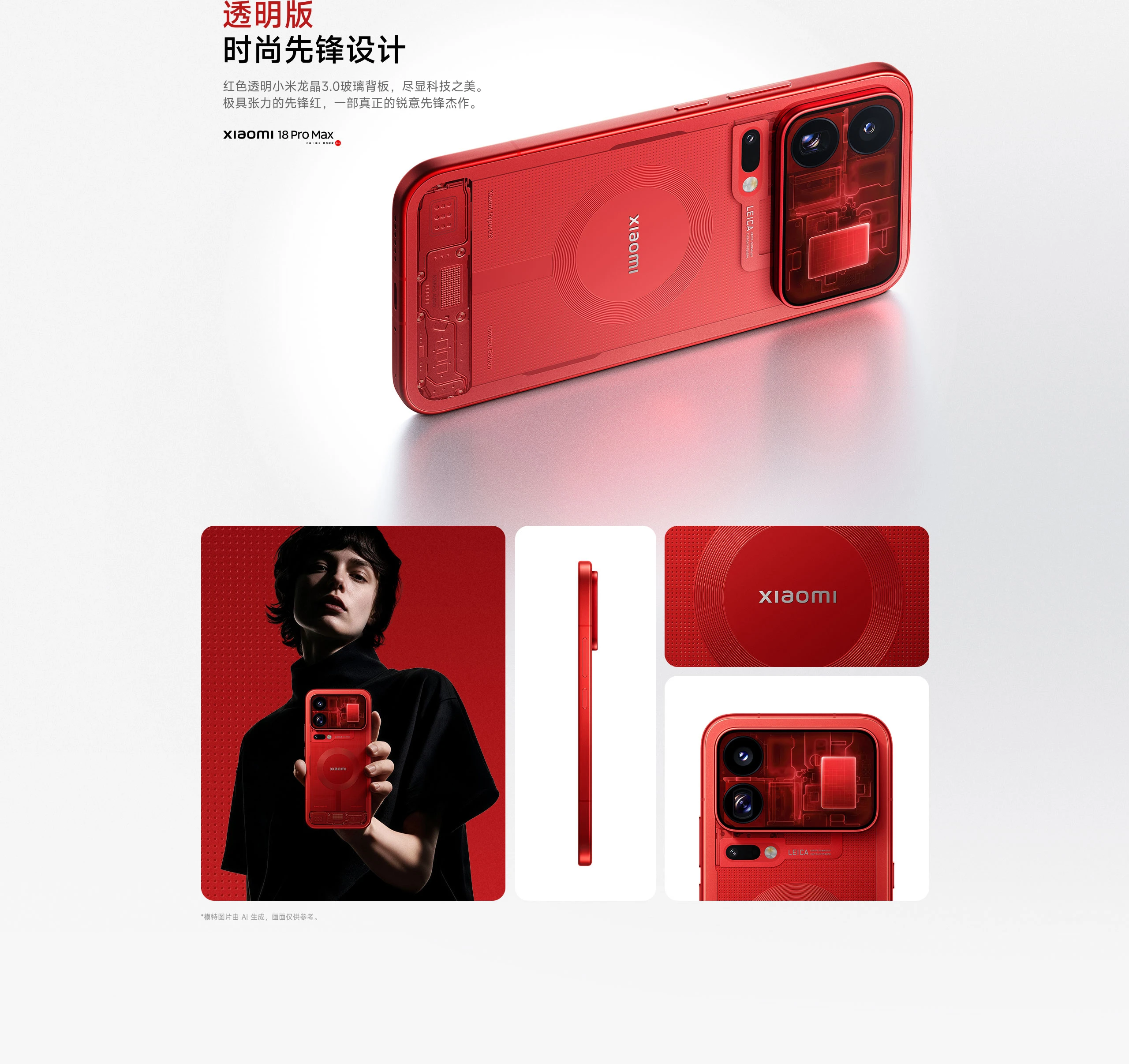 Xiaomi 18 Pro Max edición transparente roja